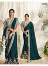 Teal Blue Colour Mahotsav Satin Georgette Designer Heavy Embroidery Work Party Wear Saree 21010